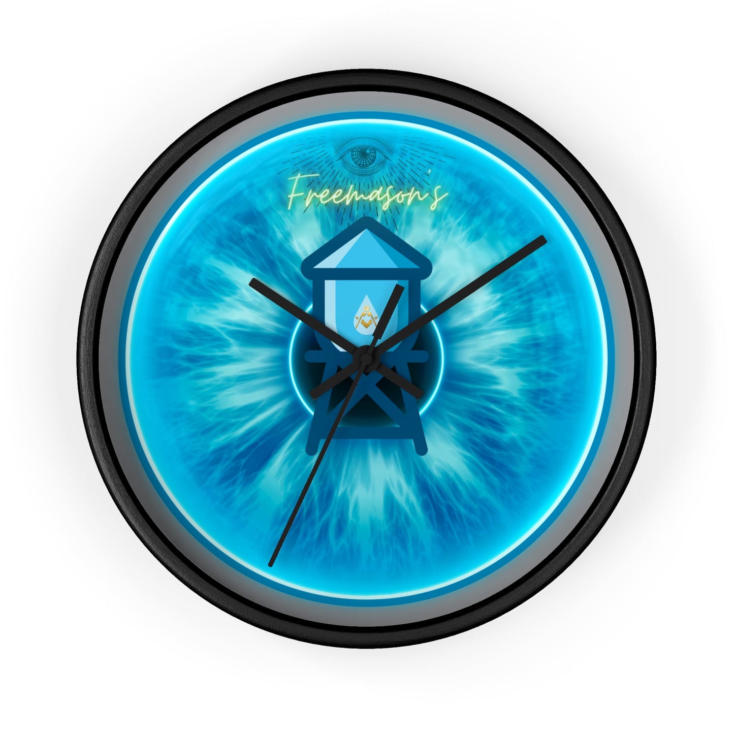 Lumpy Wall Clock - "The Peering Donut Clock of Opacity" - variant 1 - light blue idonut w/gray background
