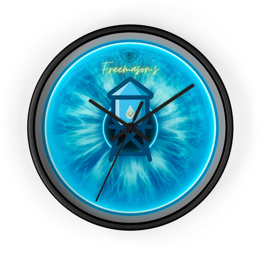 Lumpy Wall Clock - "The Peering Donut Clock of Opacity" - variant 1 - light blue idonut w/gray background
