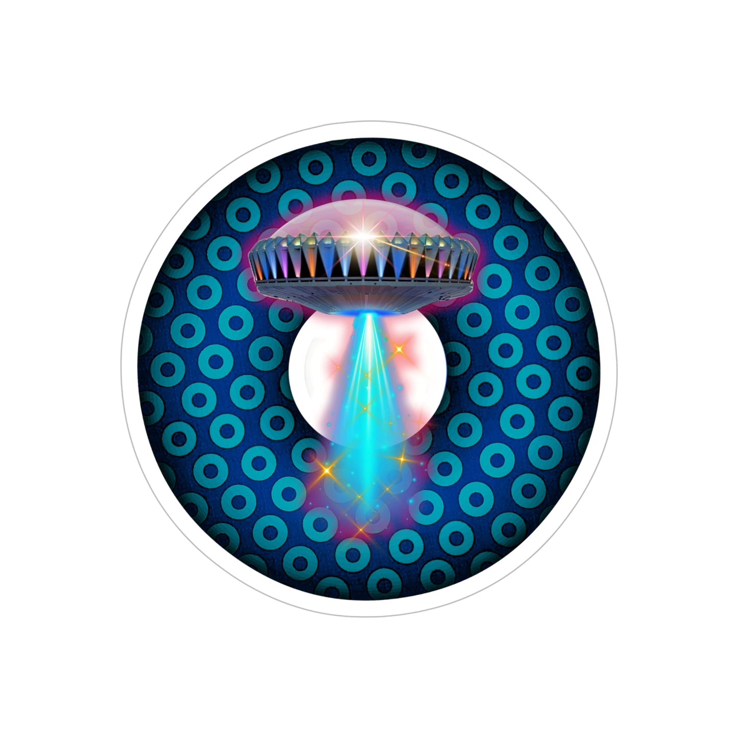 Donut Bumper/Outdoor Sticker - "They Serve Donuts on the Mothership Now" - series 1.0 - variant 2 - blue/blue paradoxical donut - [Die-Cut] 6"x 6"