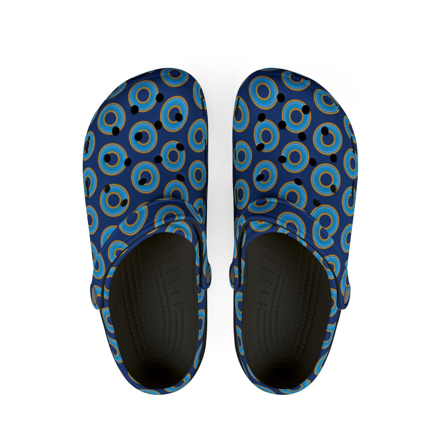 Spatchcocks - donut slip-on shoes - light blue rustic donuts w/dark blue background [unisex]