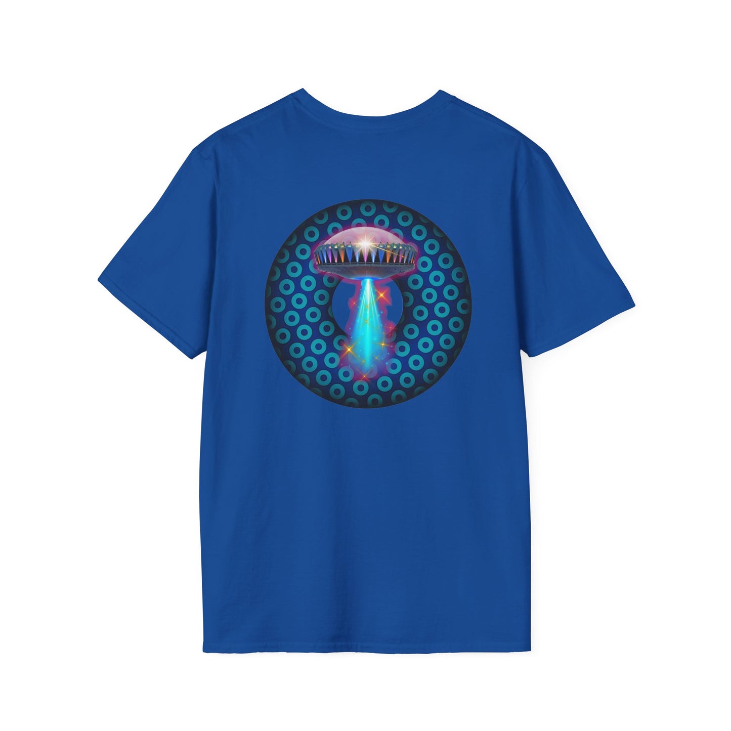 Classic Donut Tee - Unisex Soft-Style - "Donuts now Served on the Mothership" - series 1.0  - variant 3  - blue/light blue donut