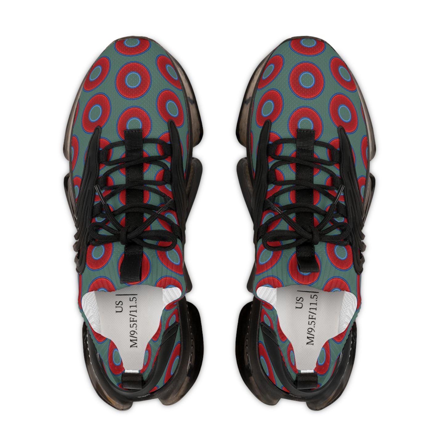Donut Kicks - red vivid donut print w/Fenway green background
