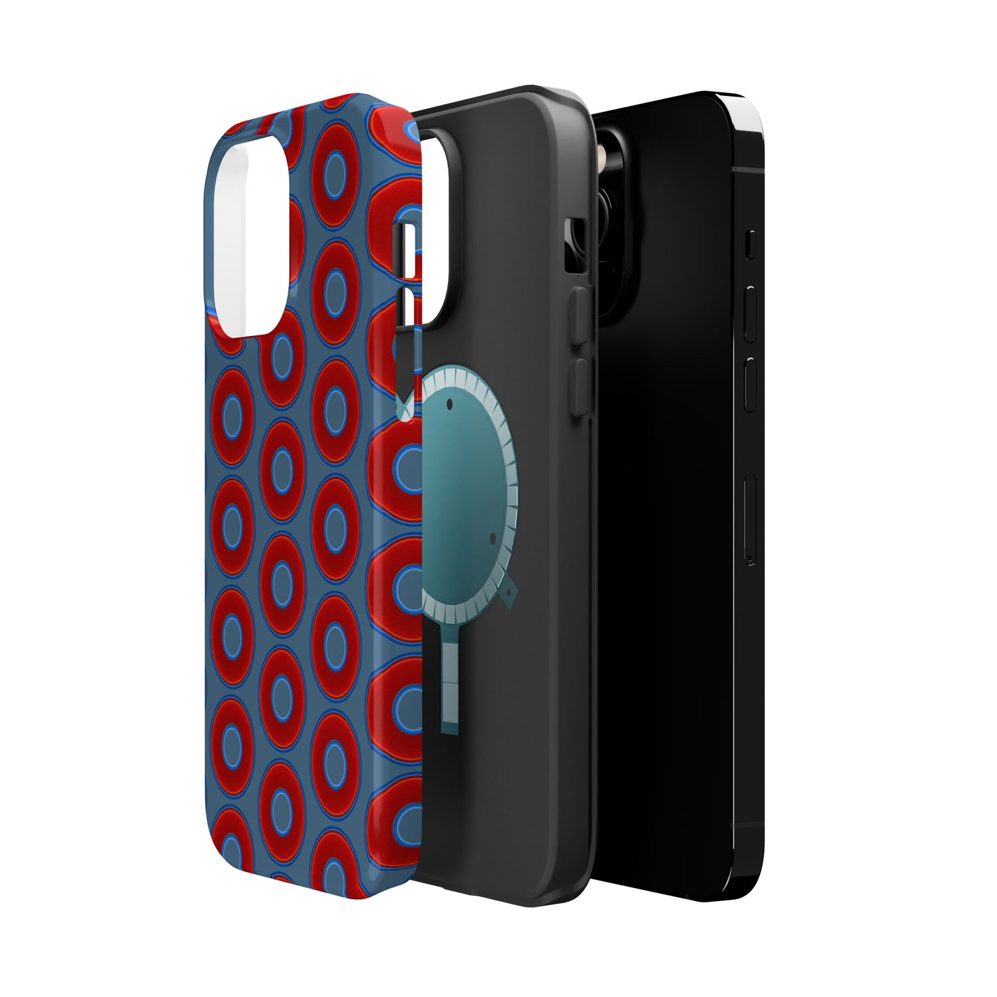 Magnetic Tough Donut Case - red vivid donut print w/steel blue background