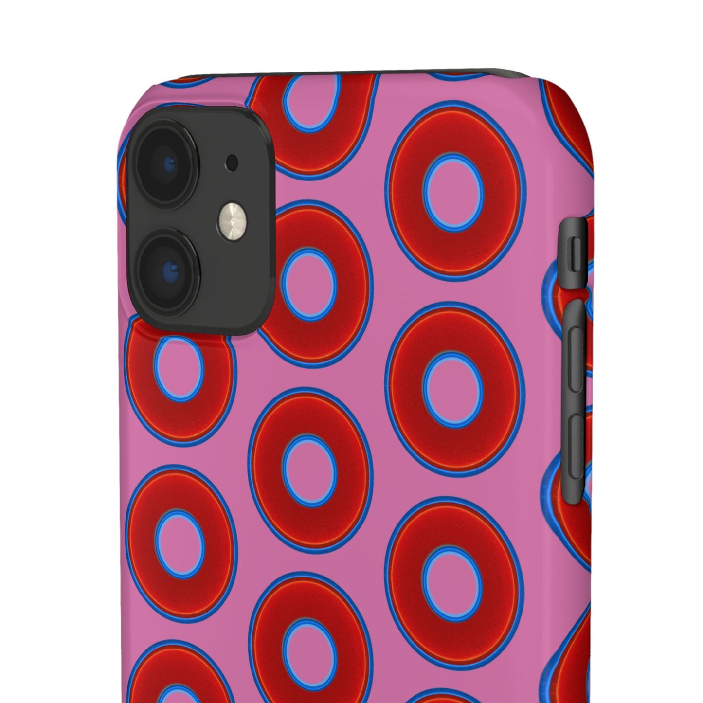 Lumpy Donut Snap Case - red vivid donut print w/light pink background