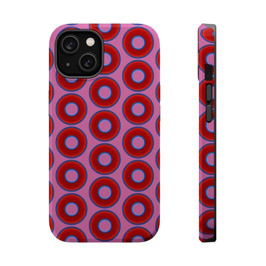 Magnetic Tough Donut Case - red vivid donut print w/pink background