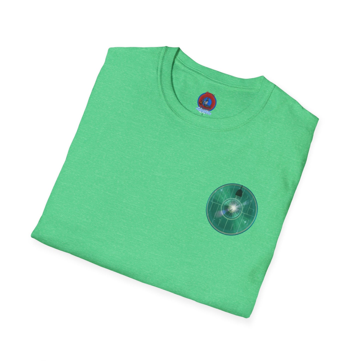 Classic Donut Tee - Unisex Soft-Style - "Harry's Hoodlum Donut" - series 1.0  - variant 4 - lights on/green donut(s)