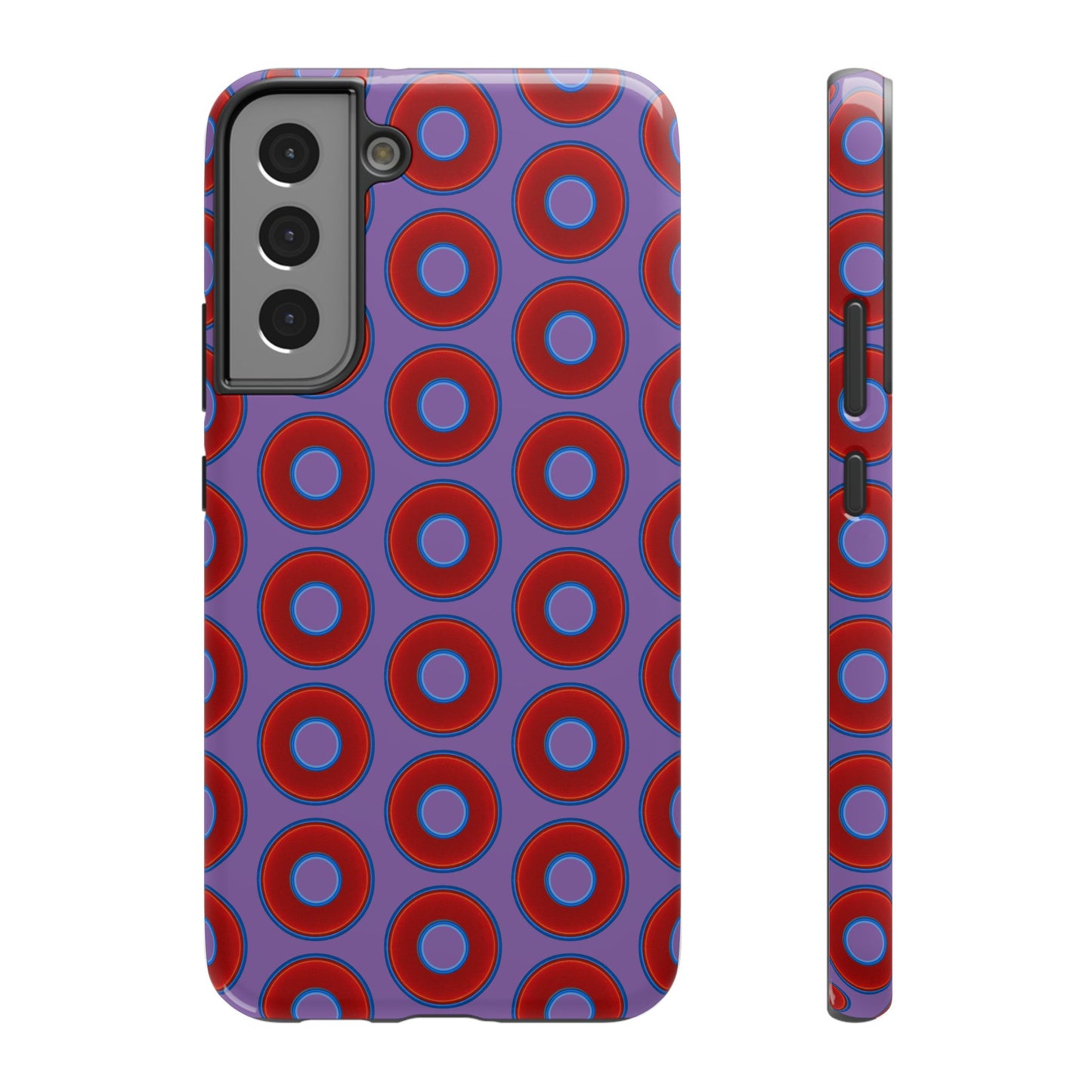 Impact-Resistant Lumpy Donut Case - red vivid donut print w/light purple background