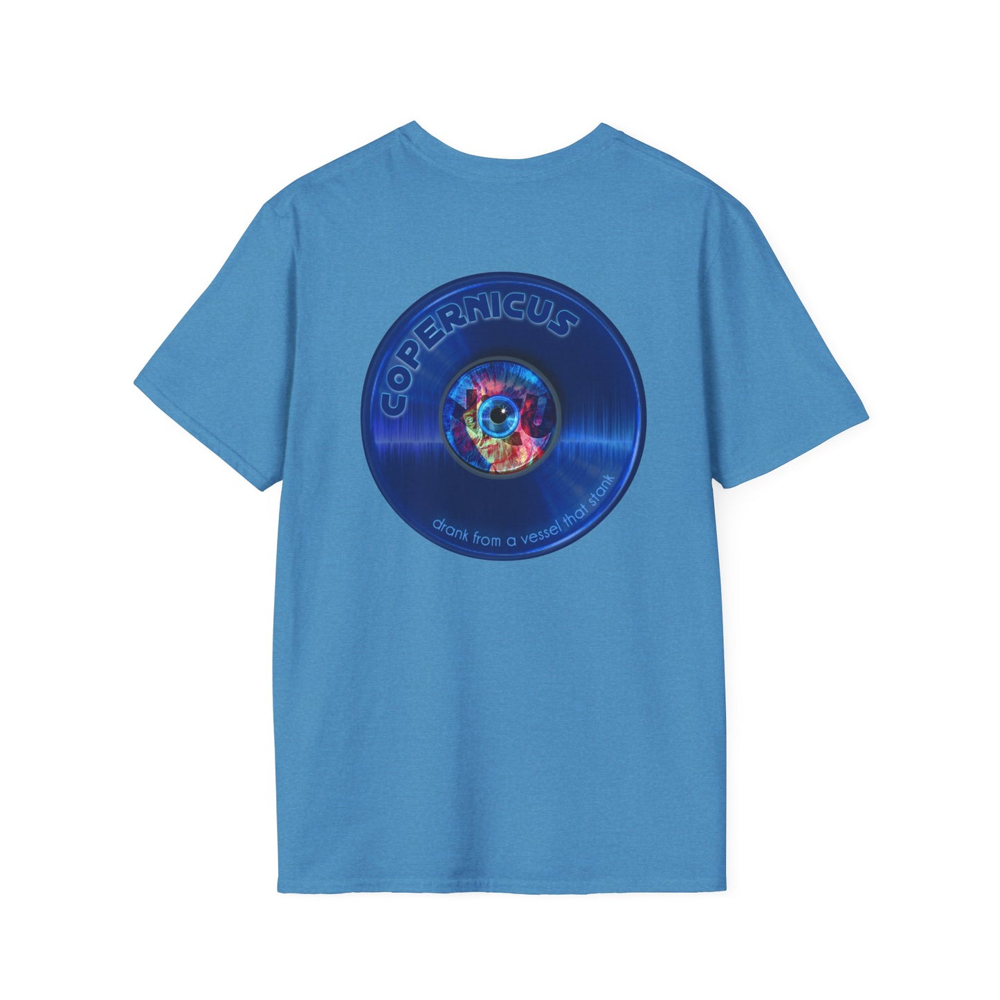 Classic Donut Tee - Unisex Soft-Style - "Drunken Copernicus" - series 1.0 - variant 1 - blue donut