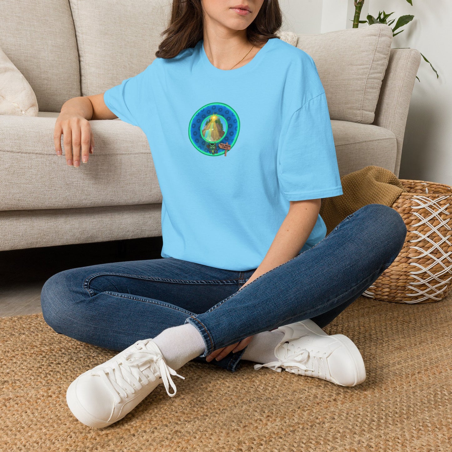 Classic Donut Tee - Unisex Soft-Style - "Devil's Drowning Donuts" - blue/green paradox donut