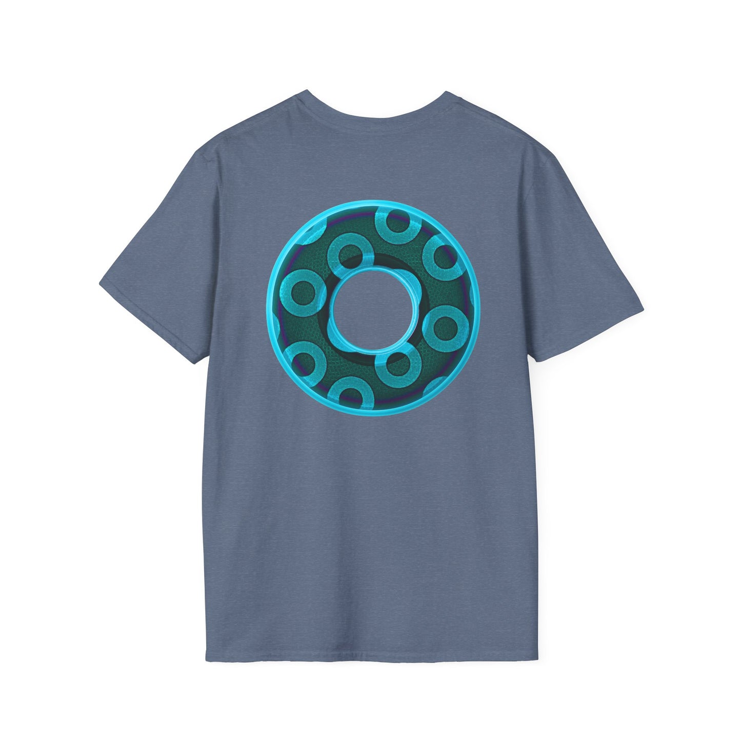 Plain Donuts/Unisex Soft-Style - "Plain Rustic Paradoxical Donuts" - light aquamarine/dark teal donuts