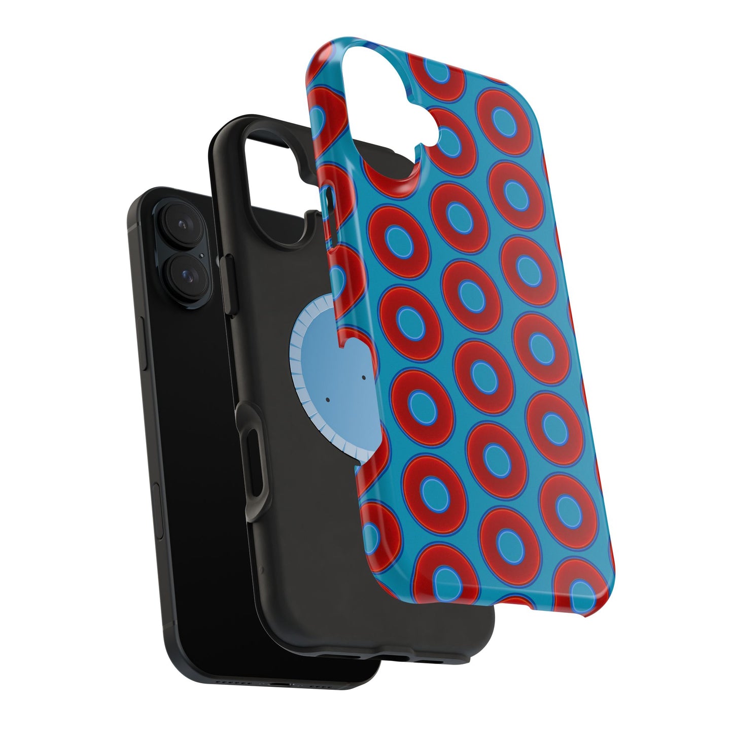 Magnetic Tough Donut Case - red vivid donut print w/aquamarine blue background