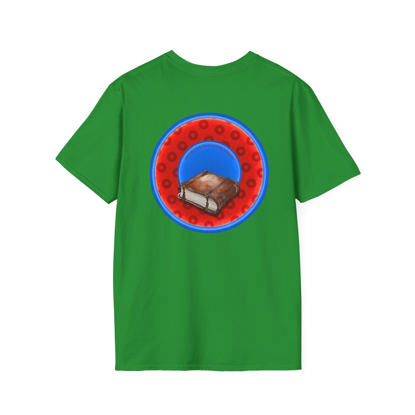 Classic Donut Tee - Unisex Soft-Style - "Read the F'ing Donut Book" - paradoxical widemouthed red/blue donut