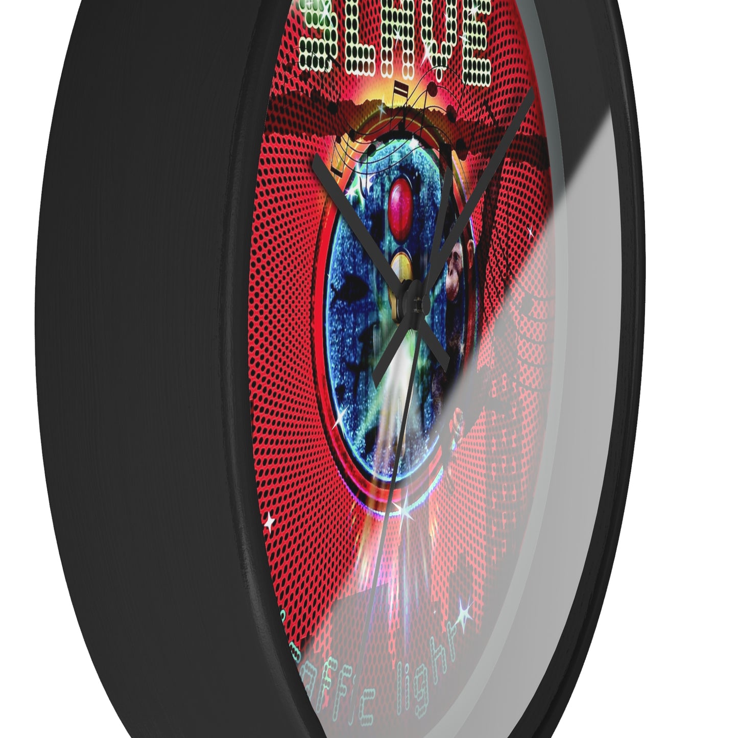 Lumpy Wall Clock - "Slave to this Donut" red phatty donut w/dark gray background