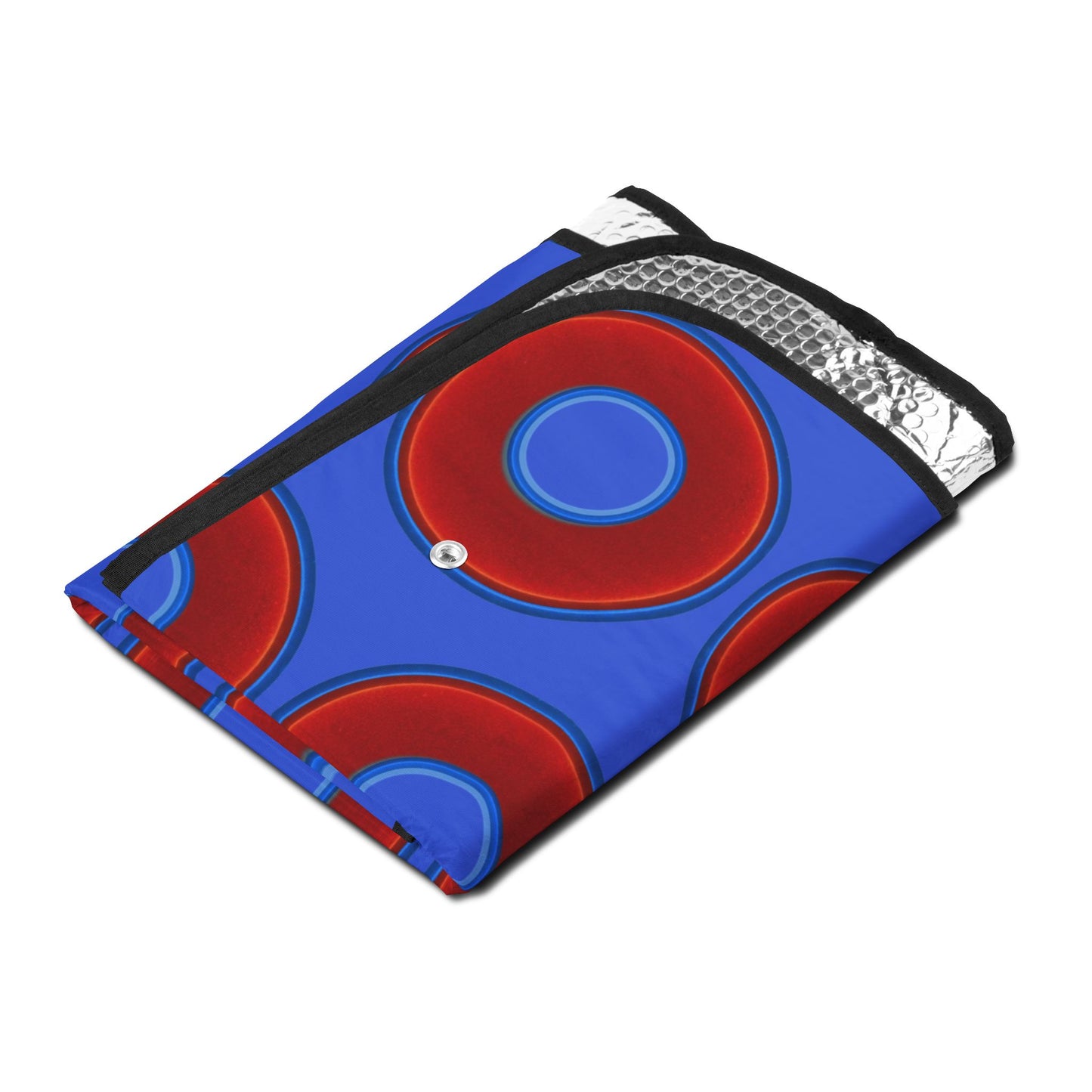 Automotive Donut Sun Shade - red vivid donuts w/royal blue background