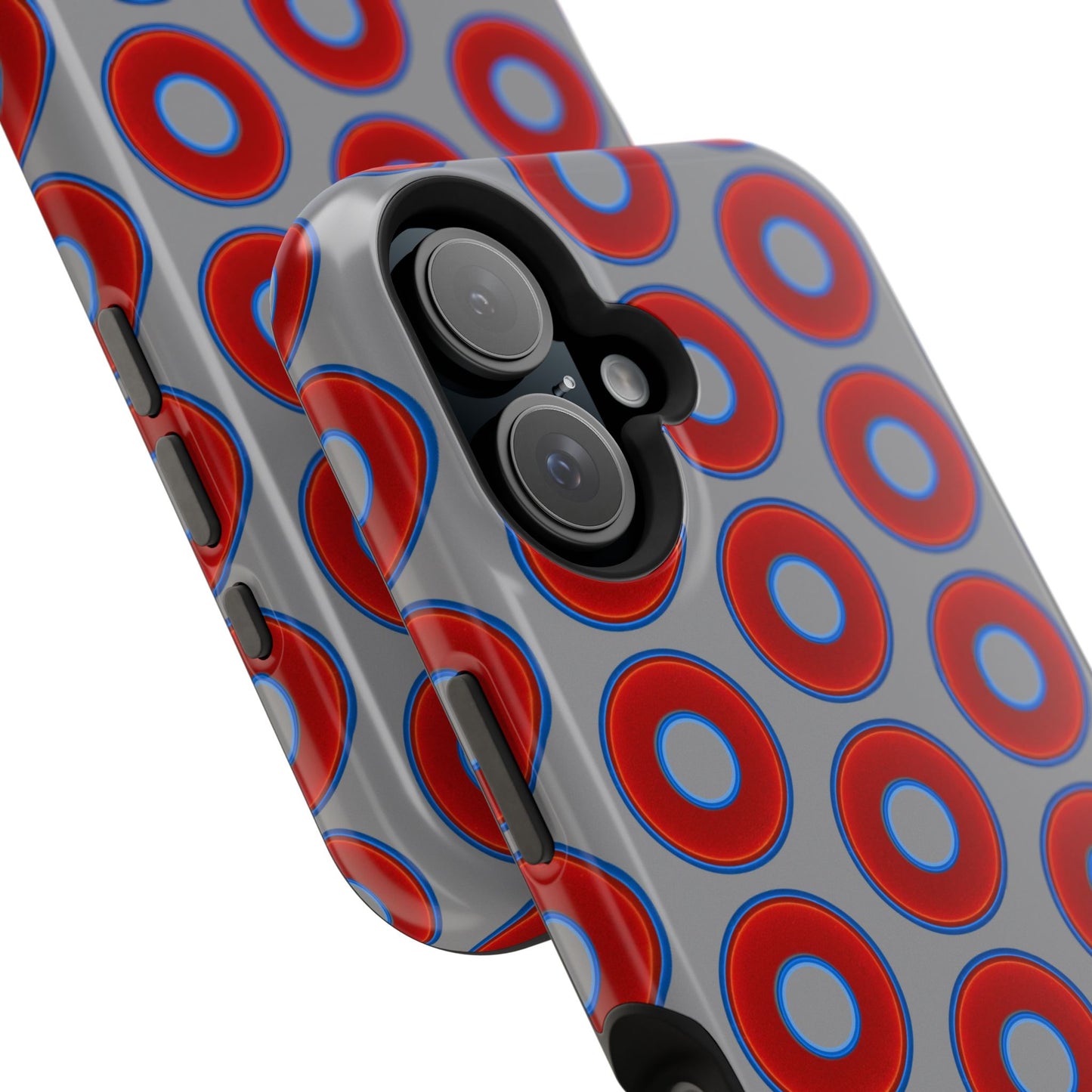 Impact-Resistant Lumpy Donut Case - red vivid donut print w/gray background