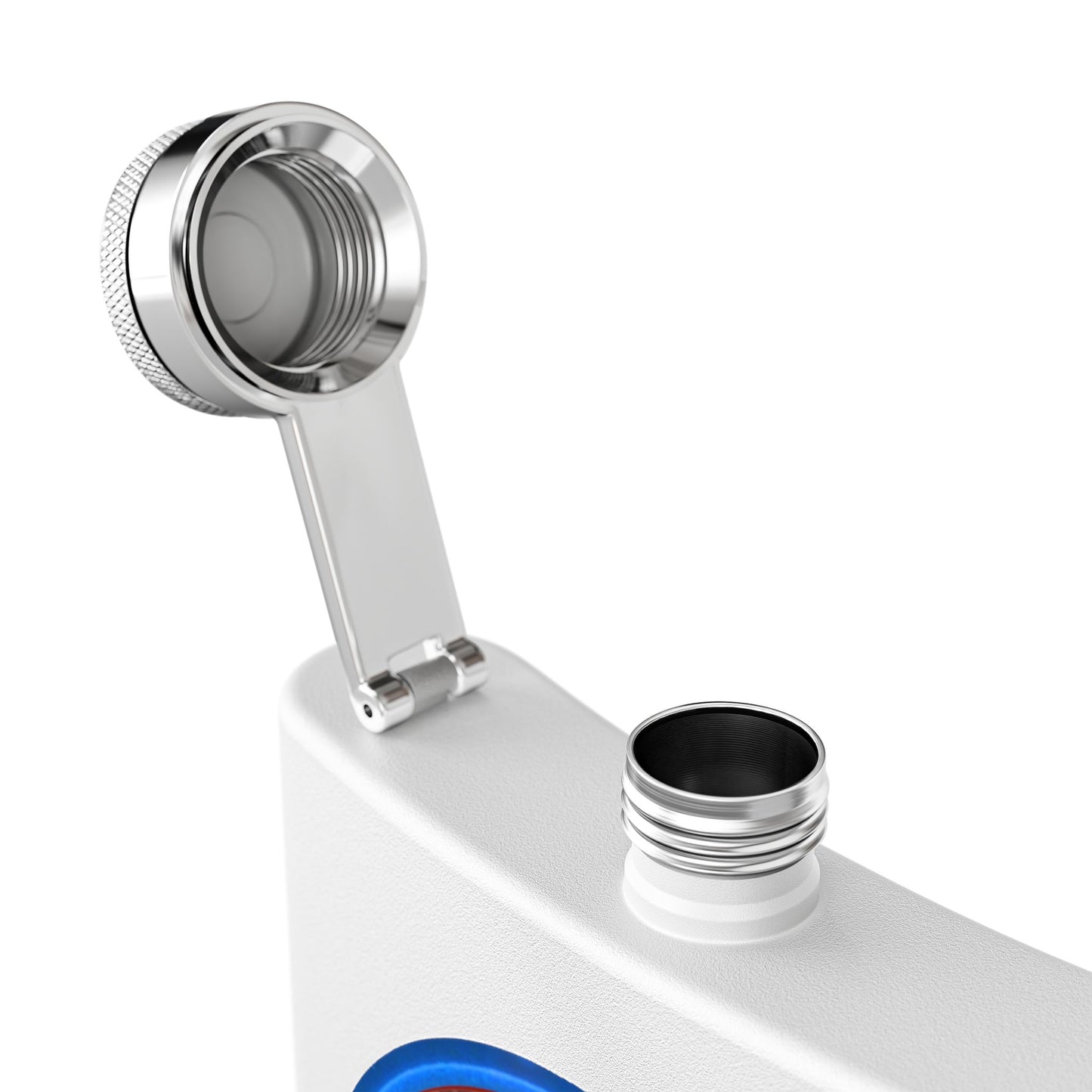 Lump's Donut Flask 6 oz -  "OG Flask" - red/blue rustic donut - [*w/your choice of 6 backgrounds]