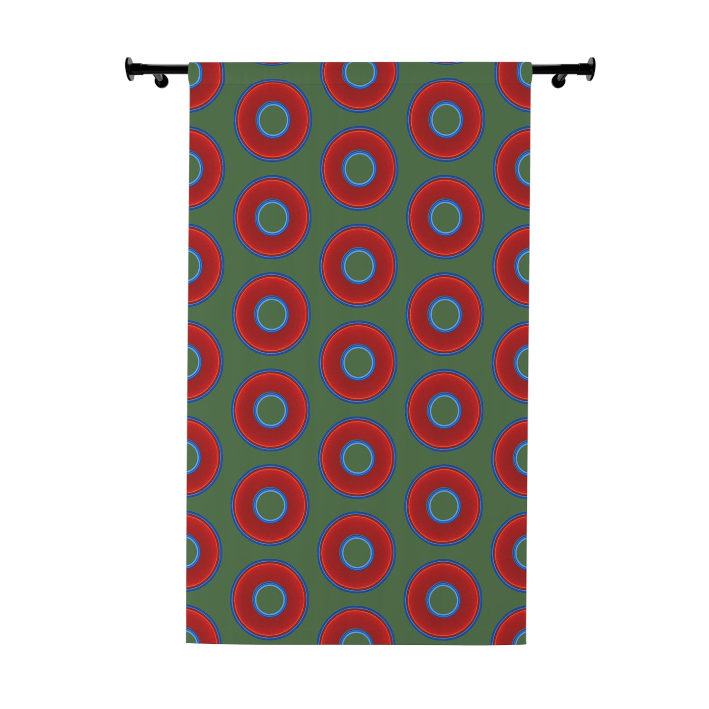 Lump's Heady Curtain w/Donuts - vivid red donut print - w/Fenway green background - [*1 Piece / 50" x 84"]