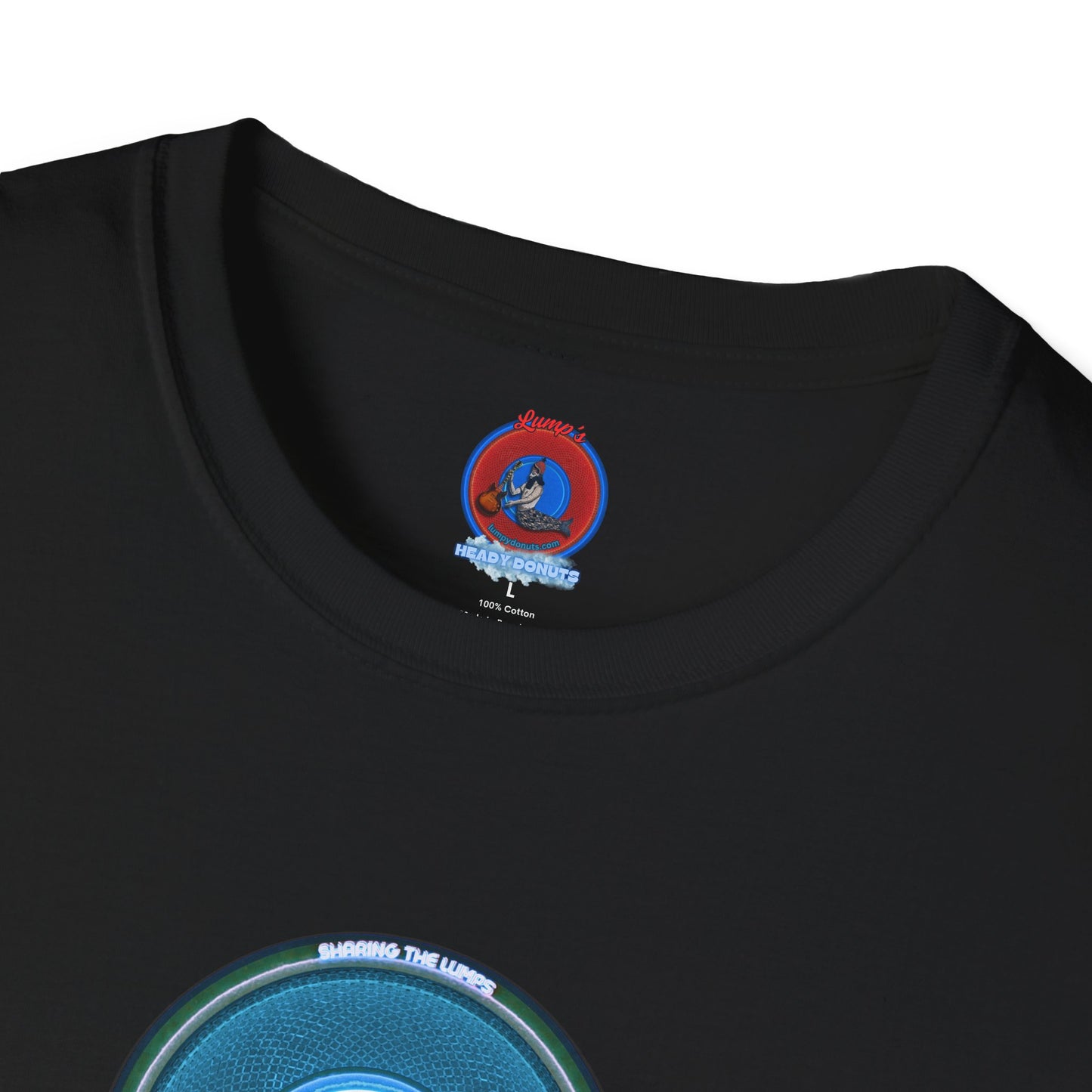 Classic Donut Tee - Unisex Soft-Style - "Lumpy Collective Donut" - aquamarine blue/green lumpy donut - variant 3