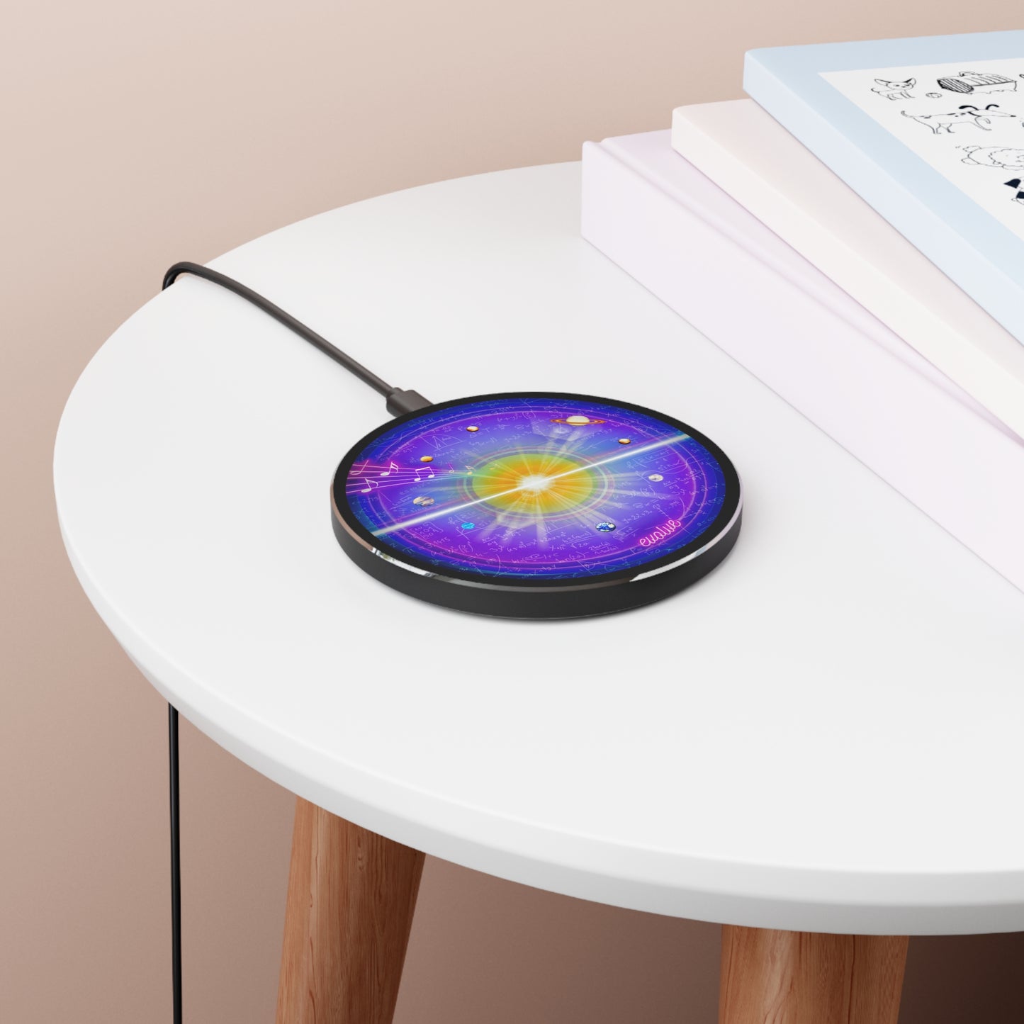 The Flow - Wireless Lumpy Donut Chargers - "The Quite Profound Wireless Charger" - vivid purple solar donut w/black background