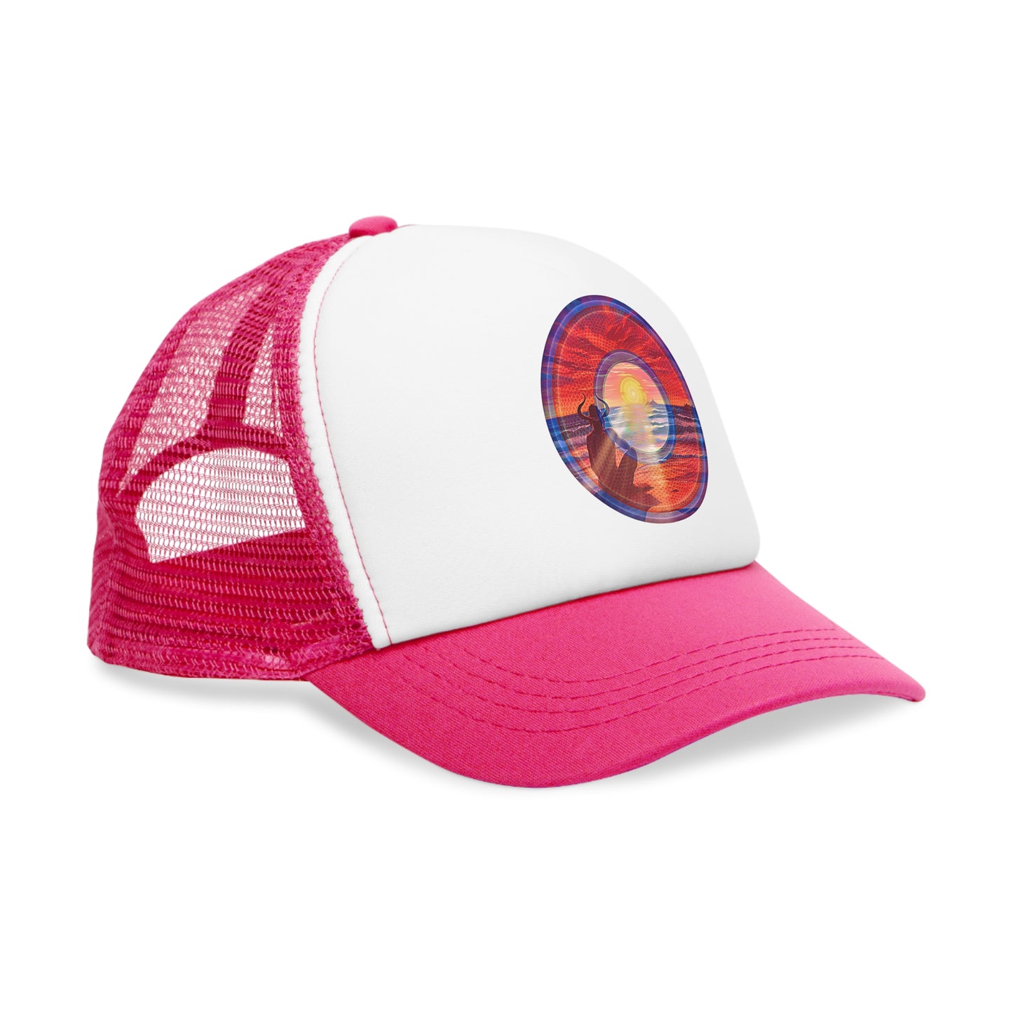 Lumpy Trucker Hat - "The Squirming Donut" - red donut
