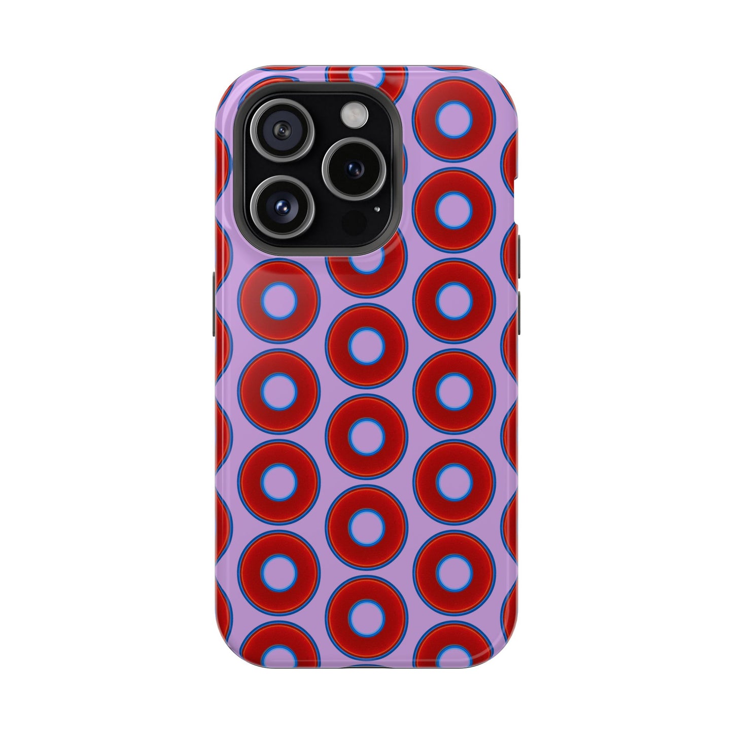 Magnetic Tough Donut Case - red vivid donut print w/wisteria purple background