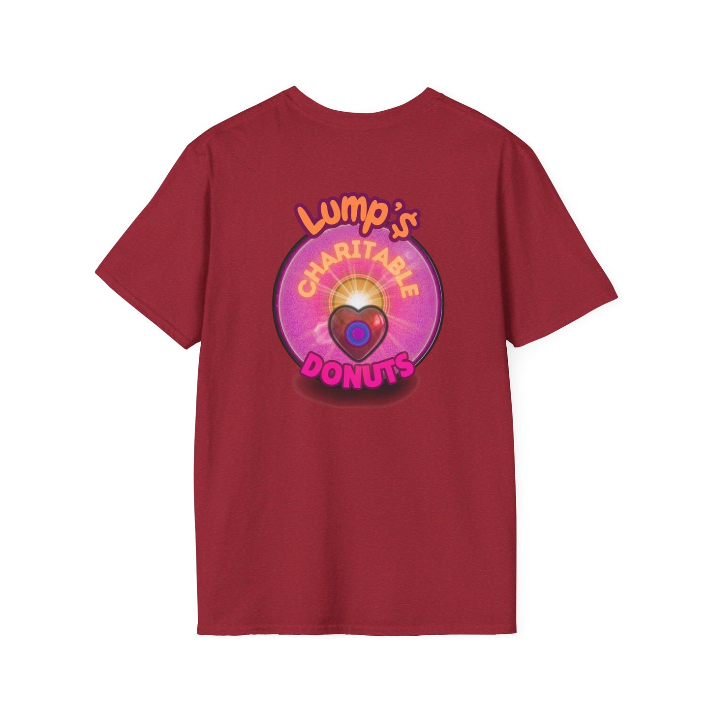 Classic Donut Tee - Unisex Soft-Style - "Lump's Official Charitable Donut" - series 1.0  - magenta donut [*100 to general charity fund]