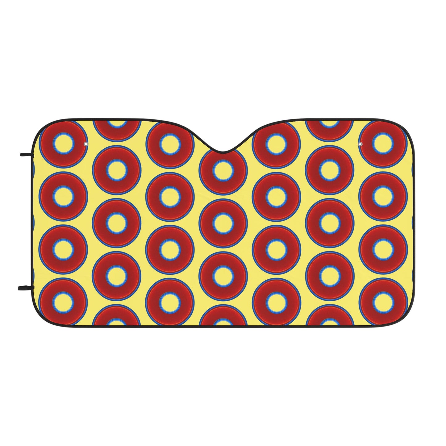 Automotive Donut Sun Shade - red vivid donuts w/yellow background