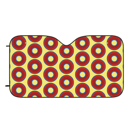 Automotive Donut Sun Shade - red vivid donuts w/yellow background