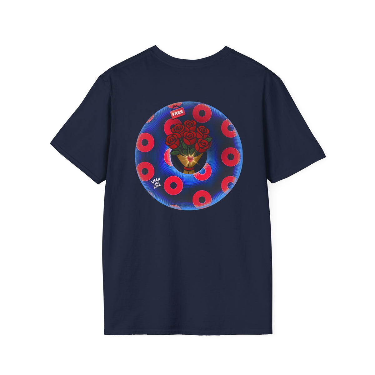 Classic Donut Tee - Unisex Soft-Style - "Donuts of Phreedom" - red/blue paradoxical blimpy donut
