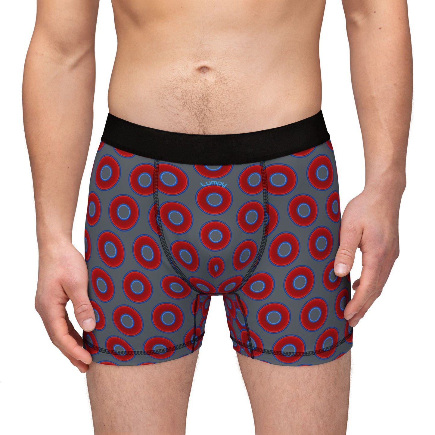 Men's Donut Boxers - red vivid donuts w/dark gray background