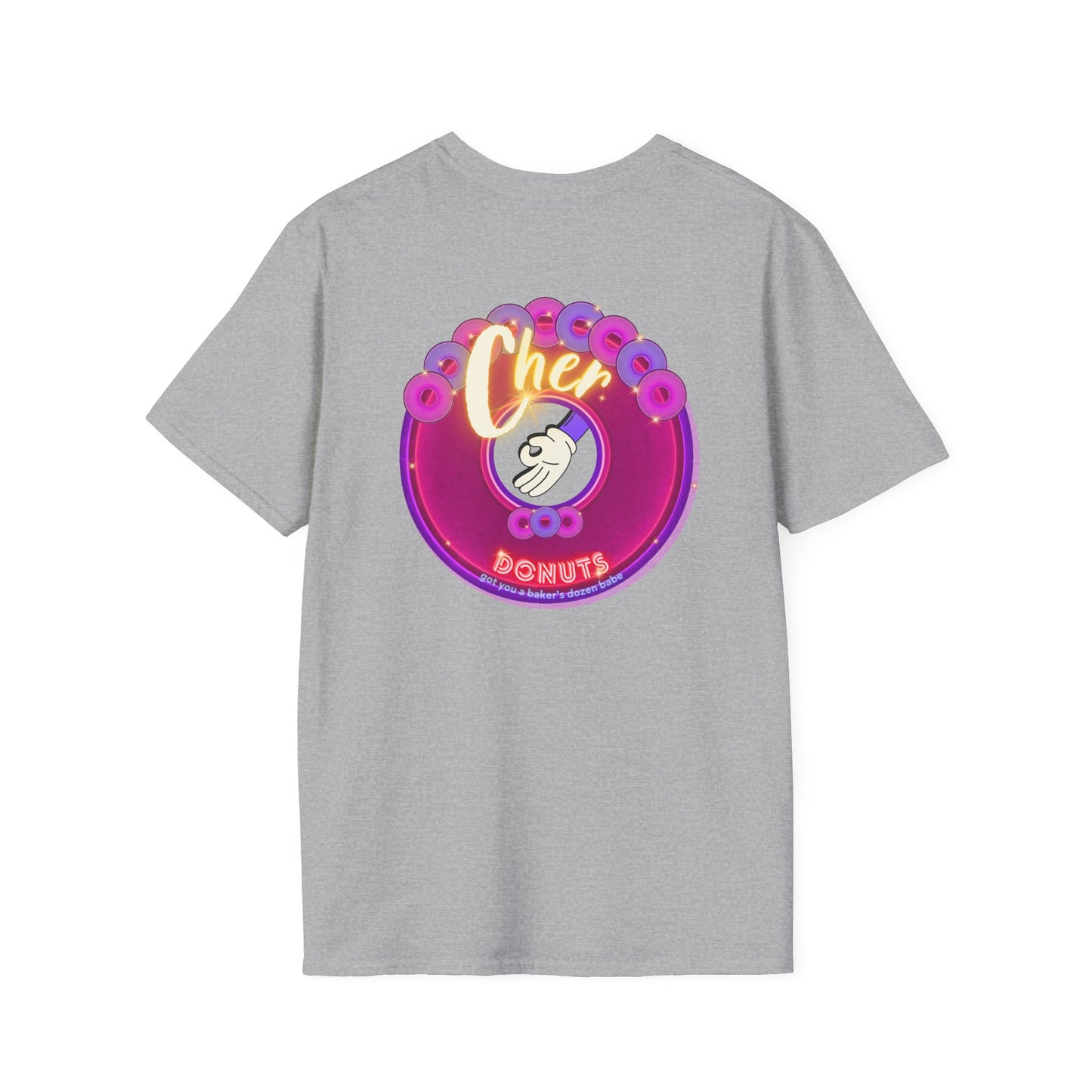 Classic Donut Tee - Unisex Soft-Style - "Cher-ing is Caring" - series 1.0  - variant 2 - magenta donut - [*charitable donut]
