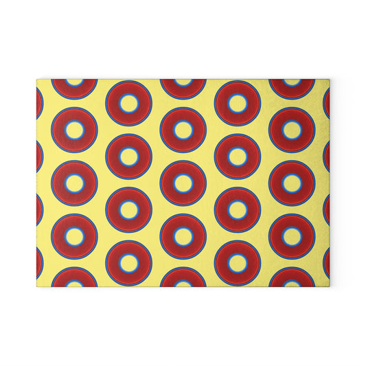My Friend's Cutting Board - vivid red donuts w/yellow background