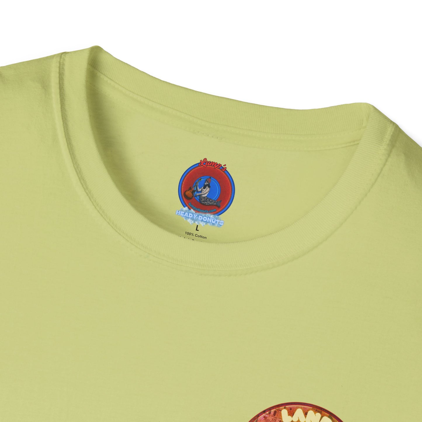 Classic Donut Tee - Unisex Soft-Style - "Donut made with Reforming Dough" - magenta/green donut