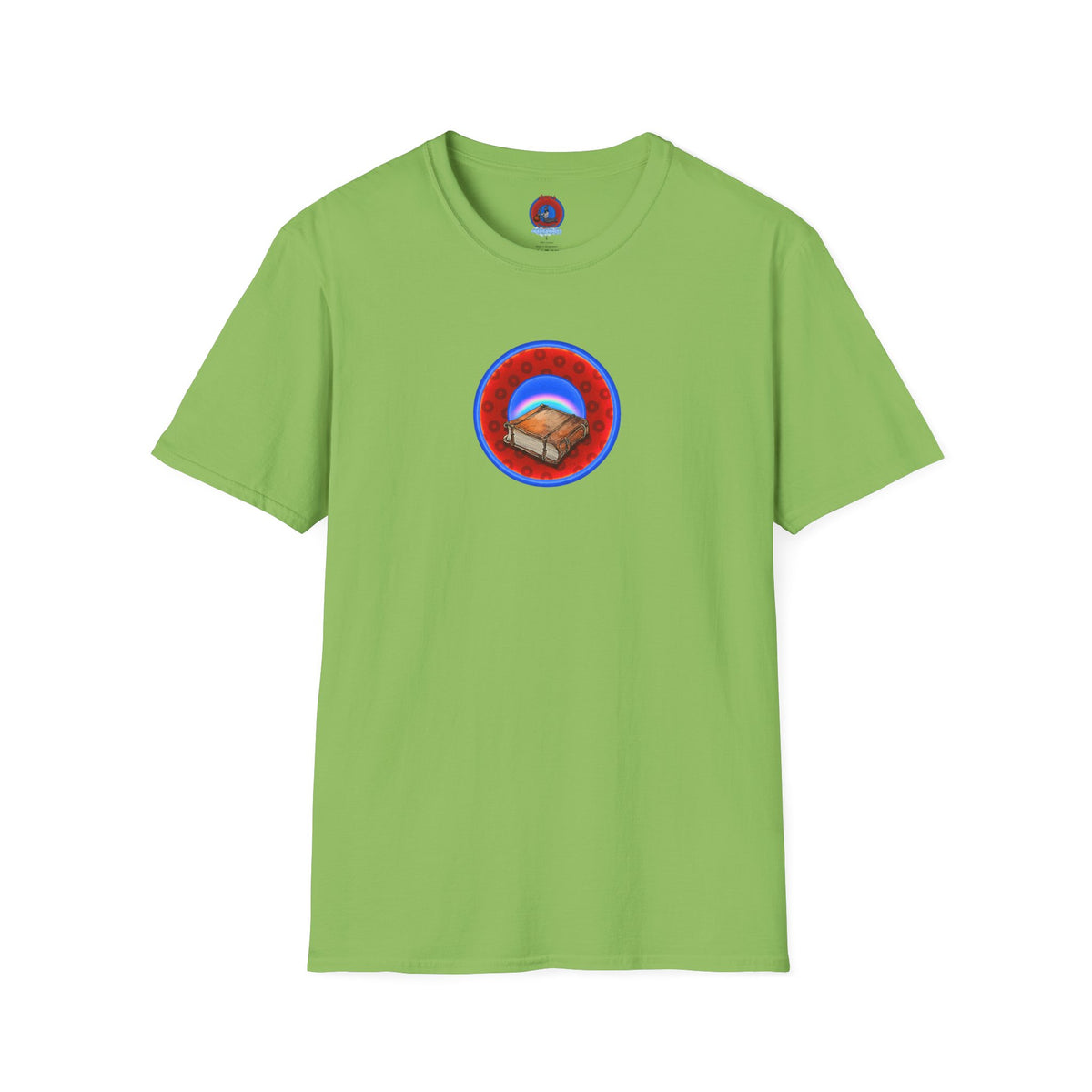 Classic Donut Tee - Unisex Soft-Style - "Read the F'ing Donut Book" - paradoxical widemouthed red/blue donut - variant 2