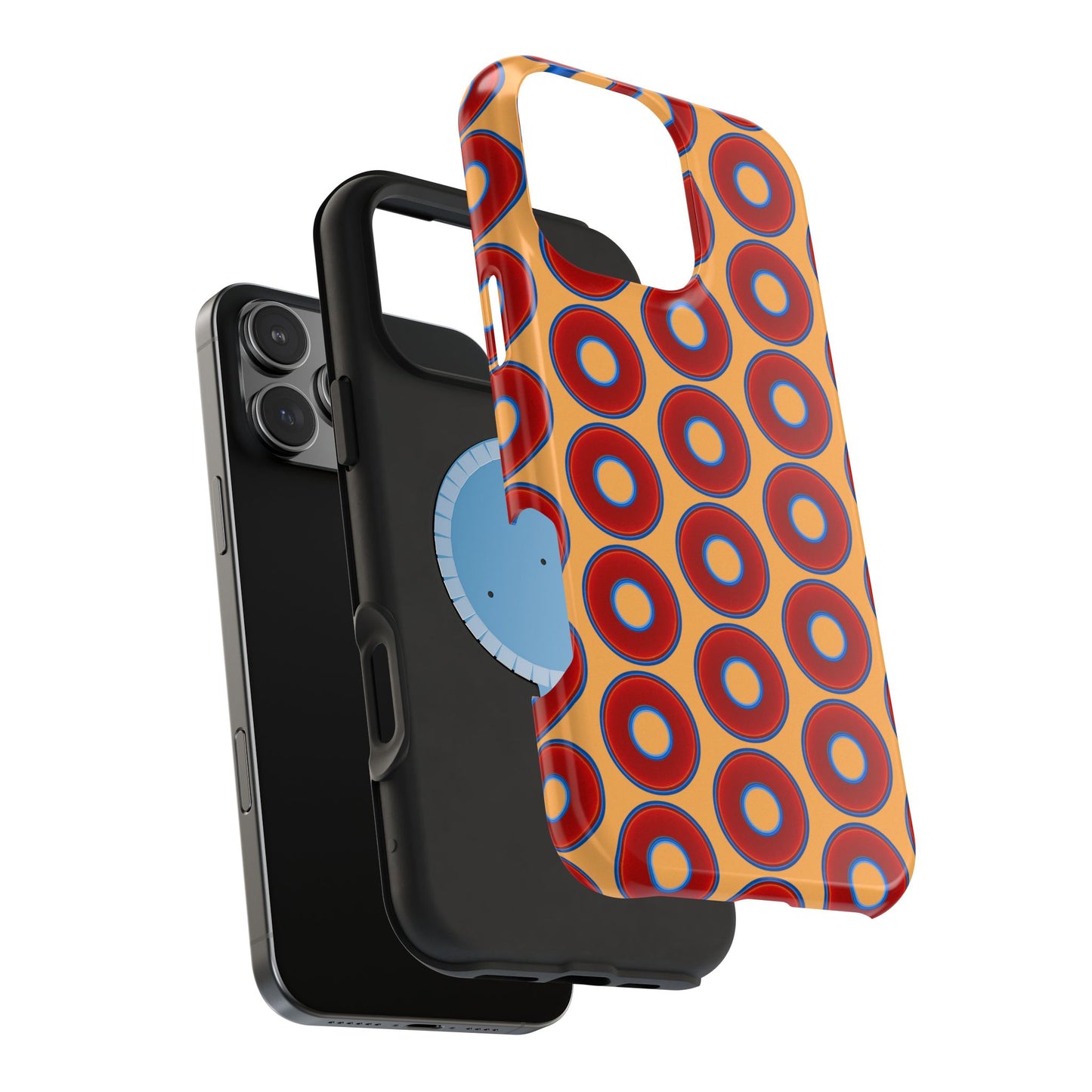 Magnetic Tough Donut Case - red vivid donut print w/creamsicle orange background