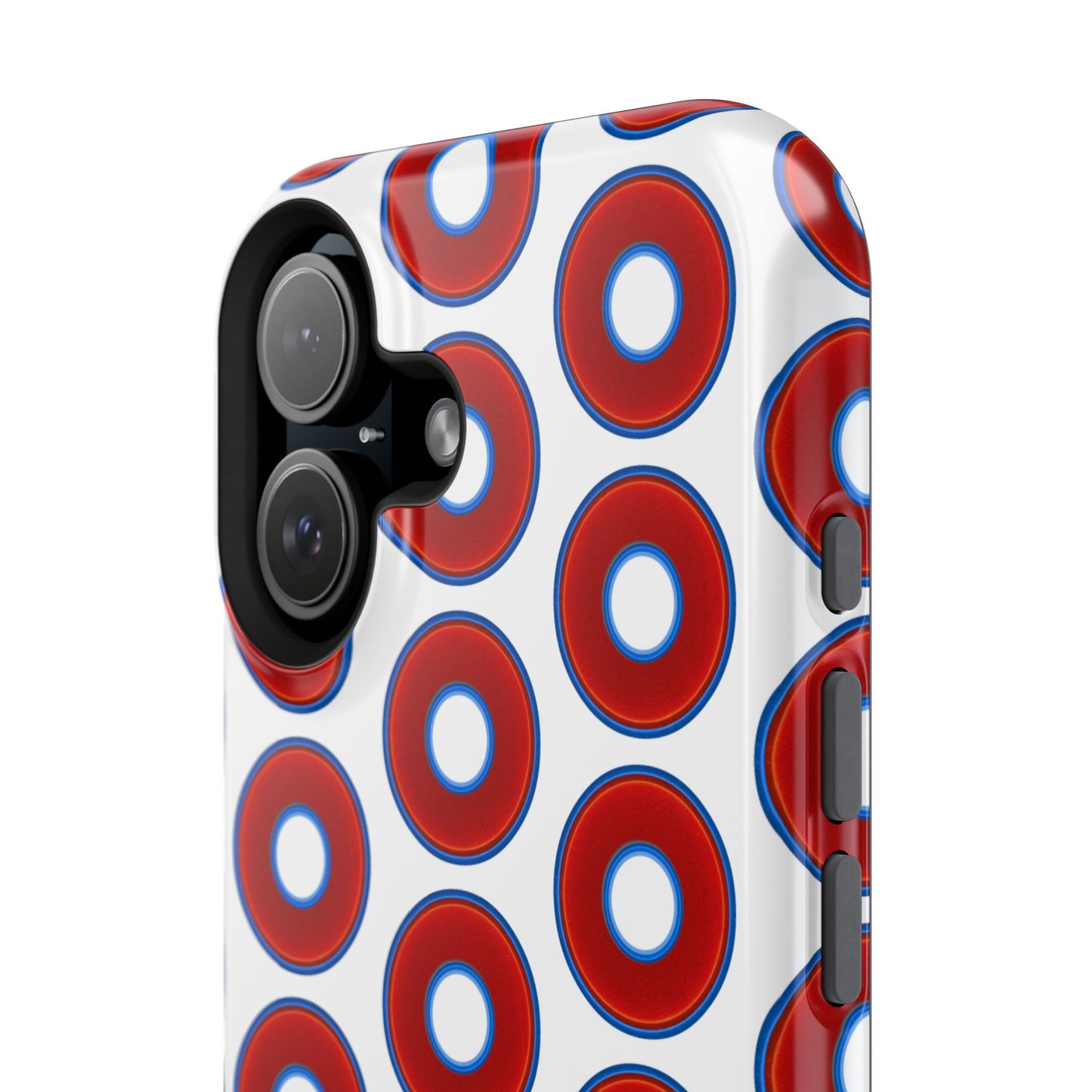 Impact-Resistant Lumpy Donut Case - red vivid donut print w/white background