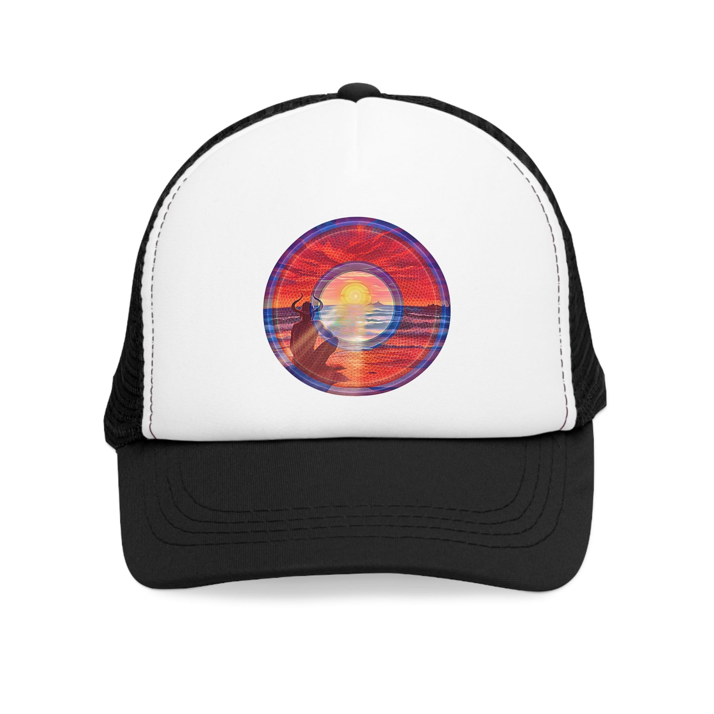 Lumpy Trucker Hat - "The Squirming Donut" - red donut