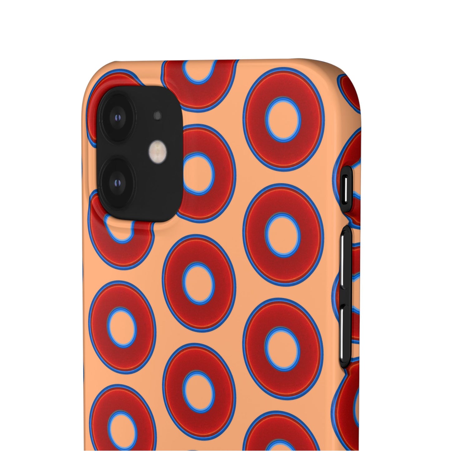 Lumpy Donut Snap Case - red vivid donut print w/peach background