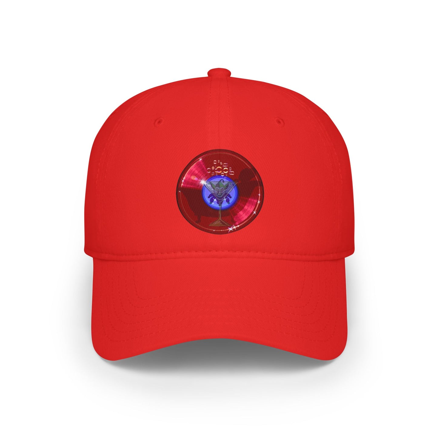 Lumpy Donut Baseball Cap - "The Joker's Personal Cap" - variant 1 - vivid red record donut w/