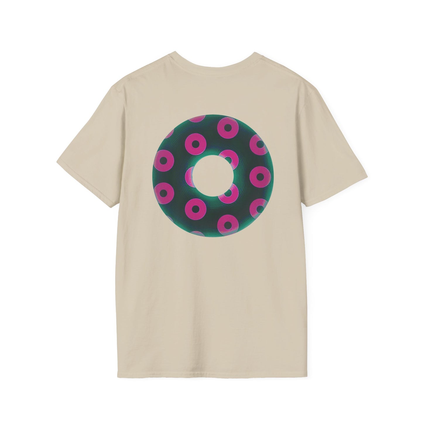 Plain Donuts/Unisex Soft-Style - "Plain Blimpy Paradoxical Donuts" - dark green/magenta donuts