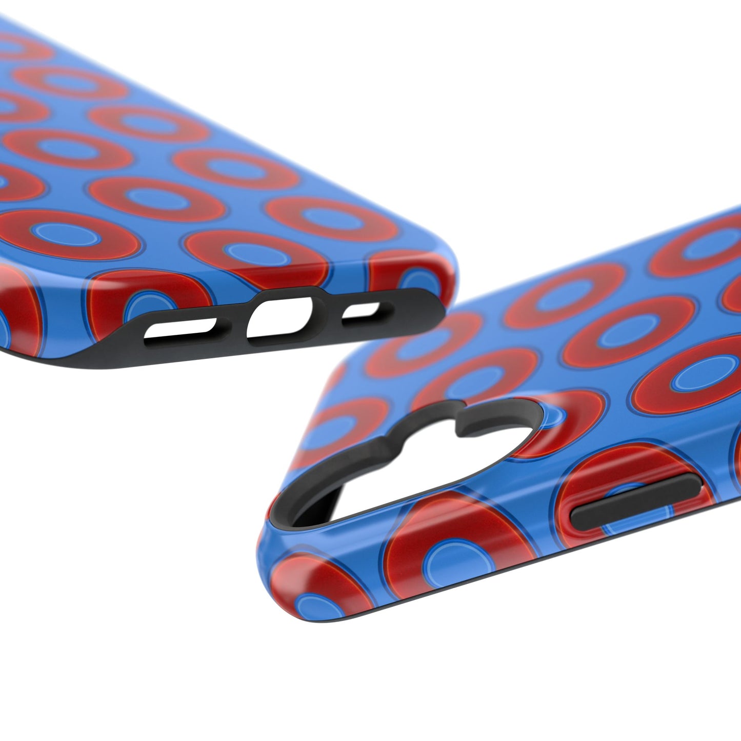 Impact-Resistant Lumpy Donut Case - red vivid donut print w/light royal blue background