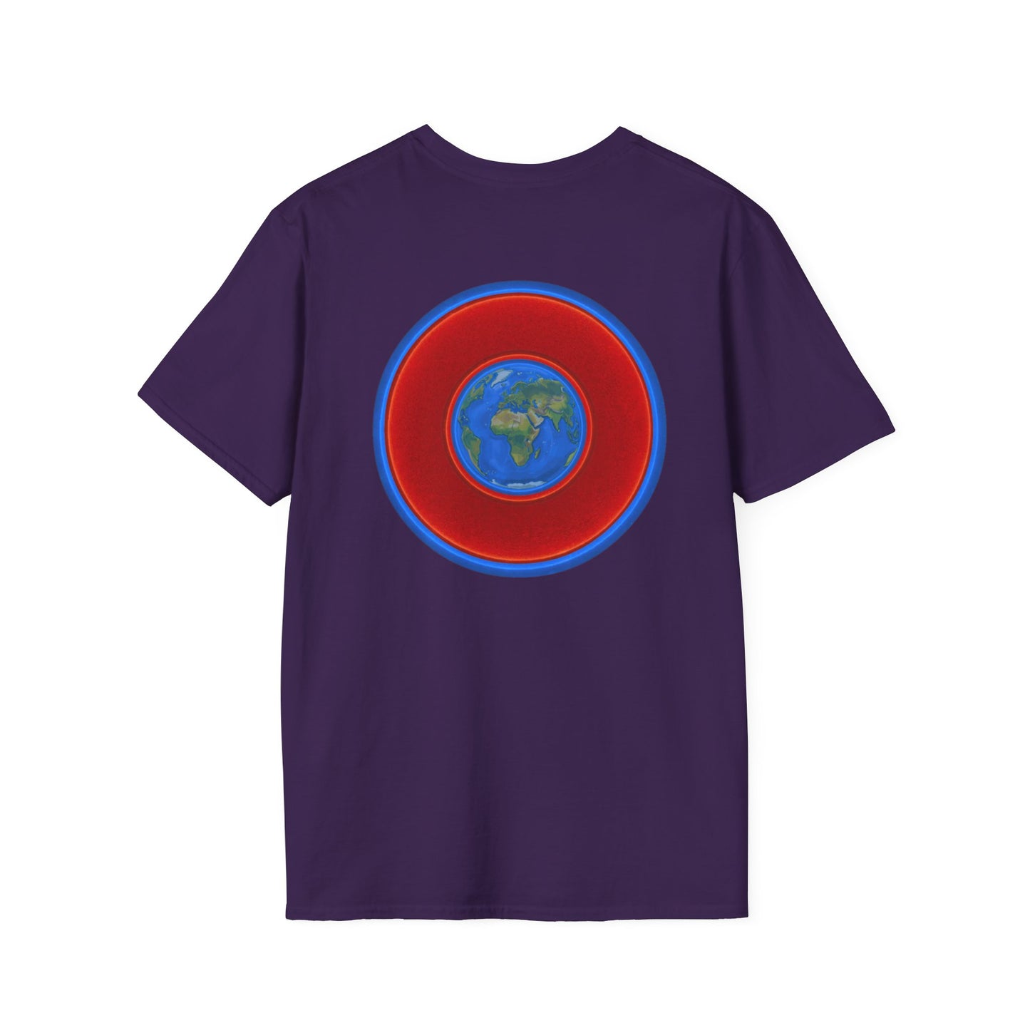 Classic Donut Tee - Unisex Soft-Style - "Soul Donut - We Keep on Rollin' Dough" - vivid red planetary donut - variant 1 [*charitable print - 50% of profit to The Nature Conservatory]