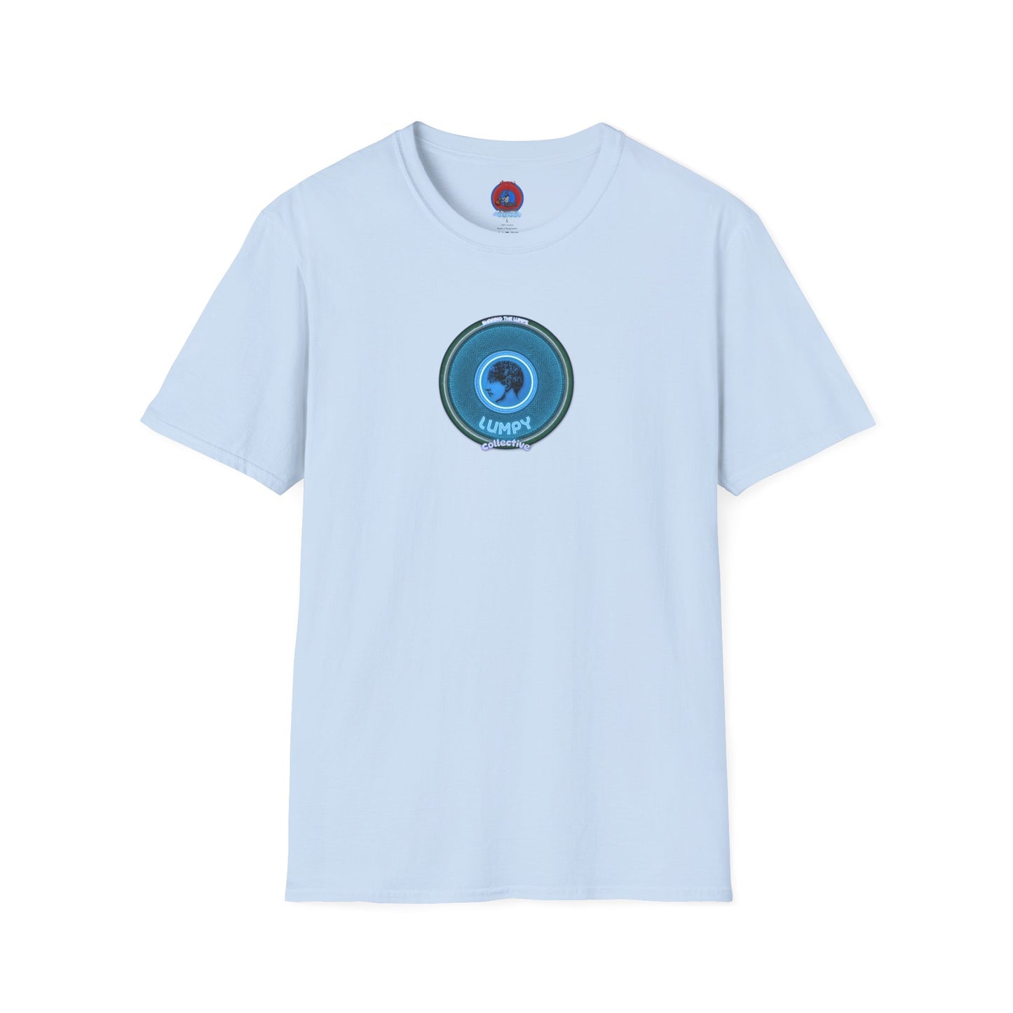 Classic Donut Tee - Unisex Soft-Style - "Lumpy Collective Donut" - aquamarine blue/green lumpy donut - variant 3
