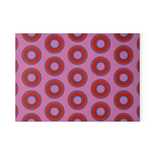 My Friend's Cutting Board - vivid red donuts w/pink background