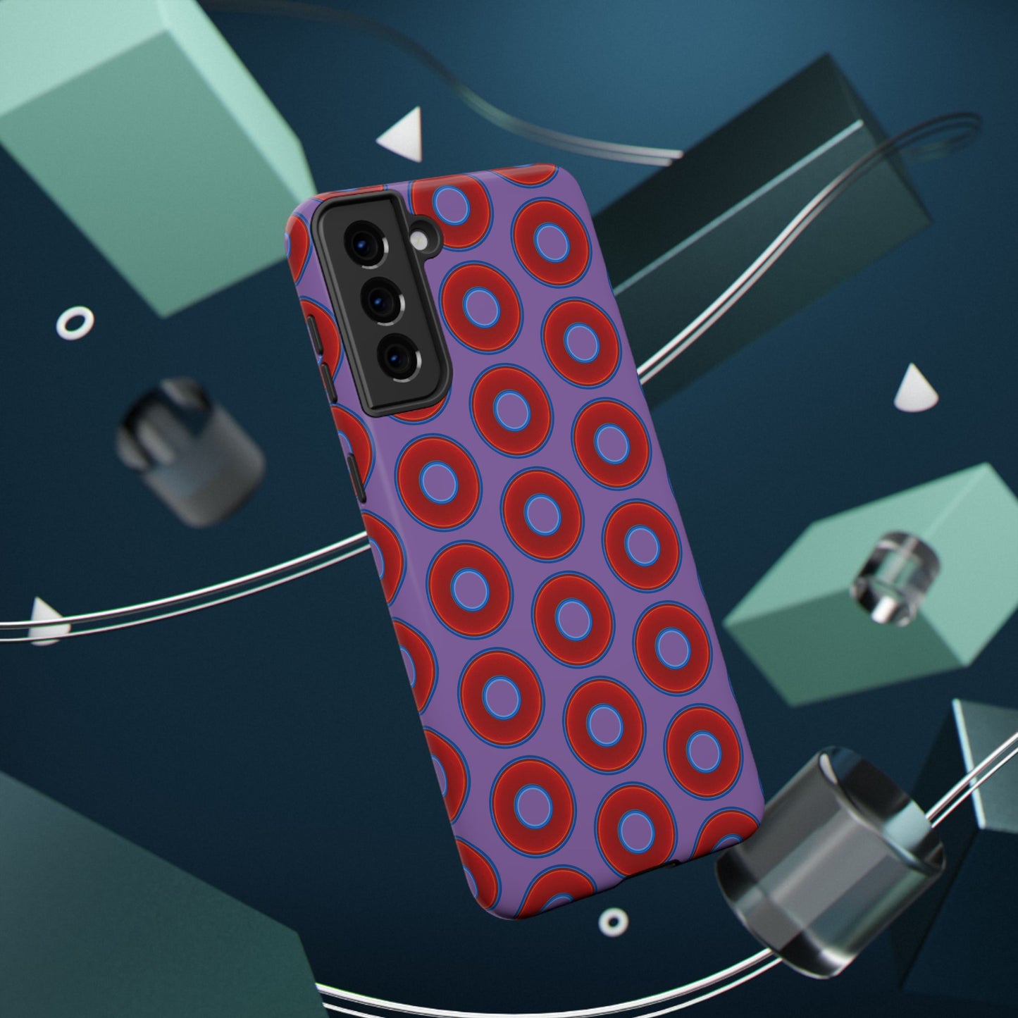 Impact-Resistant Lumpy Donut Case - red vivid donut print w/light purple background