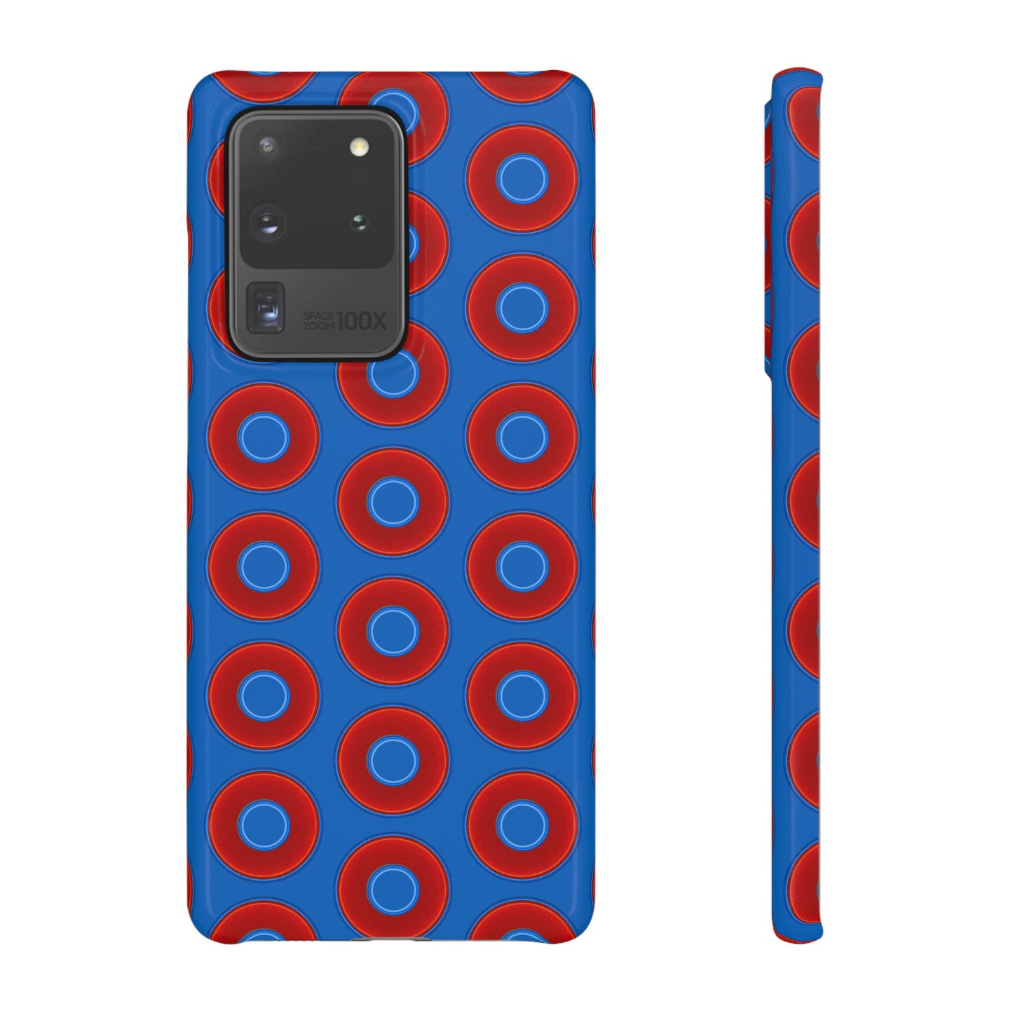 Lumpy Donut Snap Case - red vivid donut print w/dark royal background