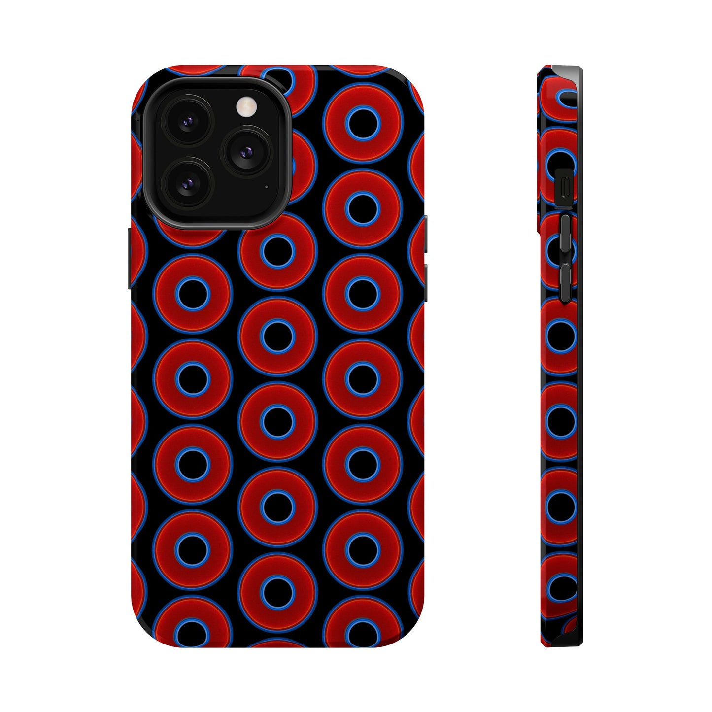 Magnetic Tough Donut Case - red vivid donut print w/black background