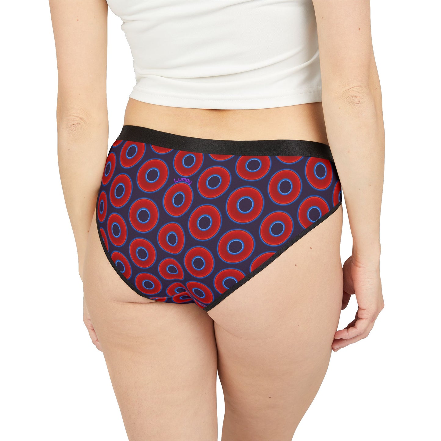 Lumpy Donut Underwear - vivid red donut print w/midnight purple background
