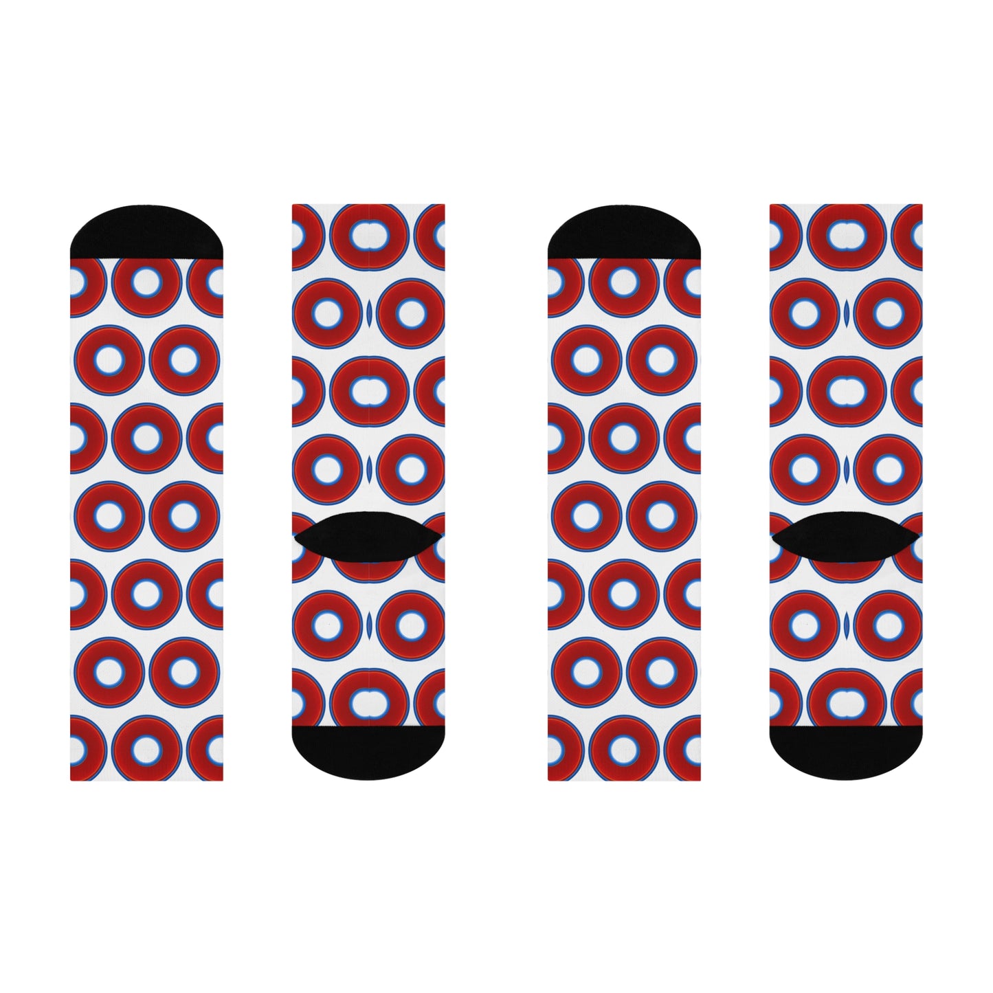 Lumpy Sox - cushioned crew - vivid red donut print w/white background
