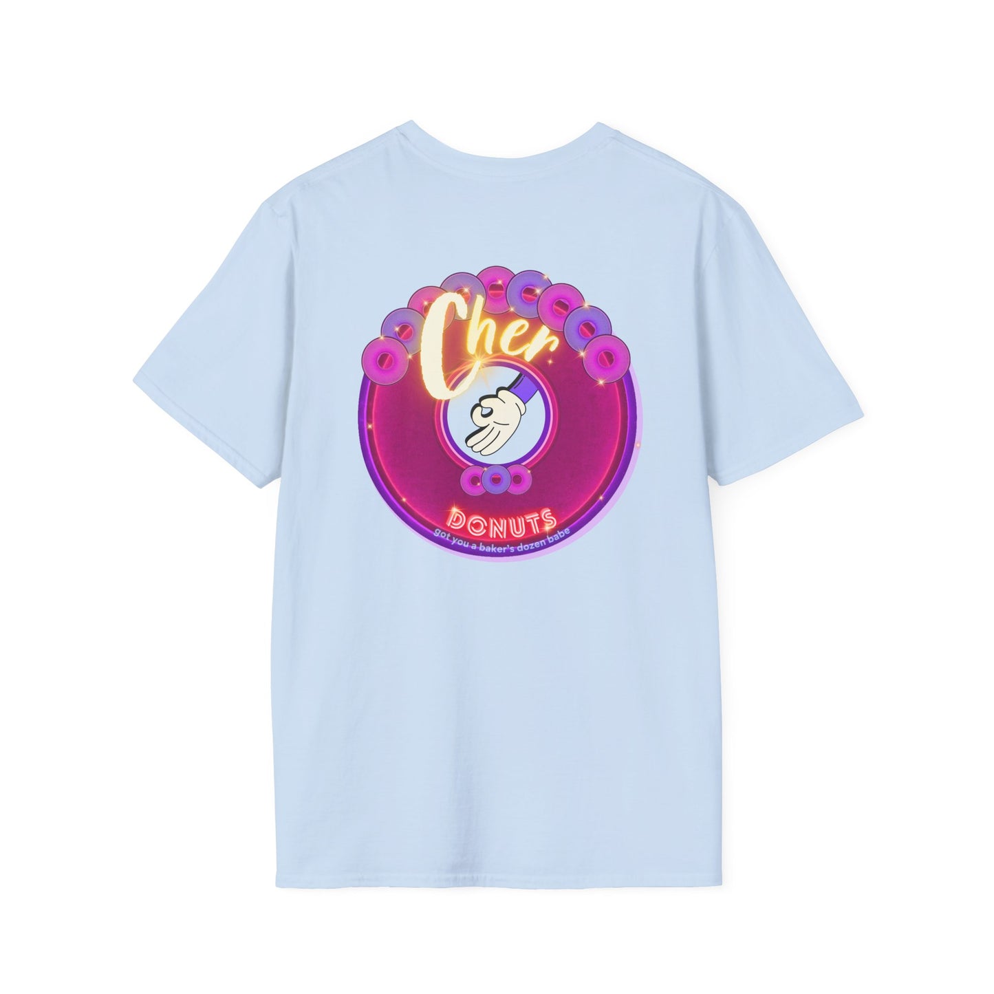 Classic Donut Tee - Unisex Soft-Style - "Chering is Caring Donut' - vivid magenta/purple donut